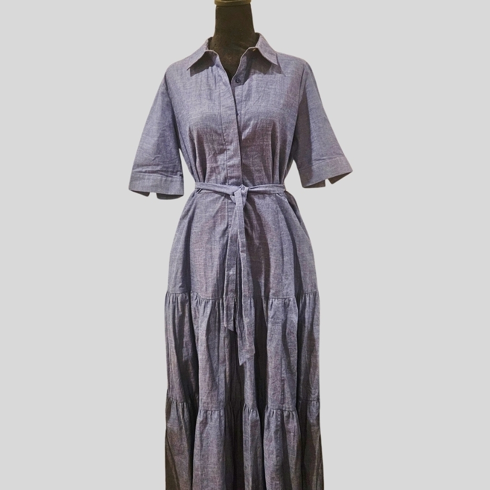 Calvin Klein - Blue Midi Dress with Belt